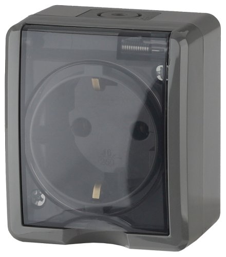 Розетка с заземлением накладная Эра Эксперт 1-м. IP54 серый Б0020713 картинка